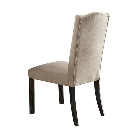 Gerardo Linen Weathered Dining Chair beige upholstery with dark wood legs on Tampa Home & Garden Store