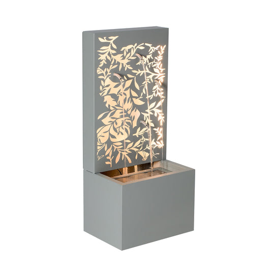 Gray Metal Leaf Cutout Outdoor Fountain with Led