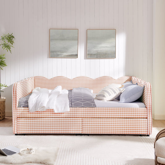 Queen Gingham Daybed with USB Port and Drawers