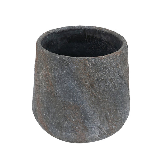 Cement planter, small with gray textured finish for indoor/outdoor garden decor on Tampa Home & Garden Store