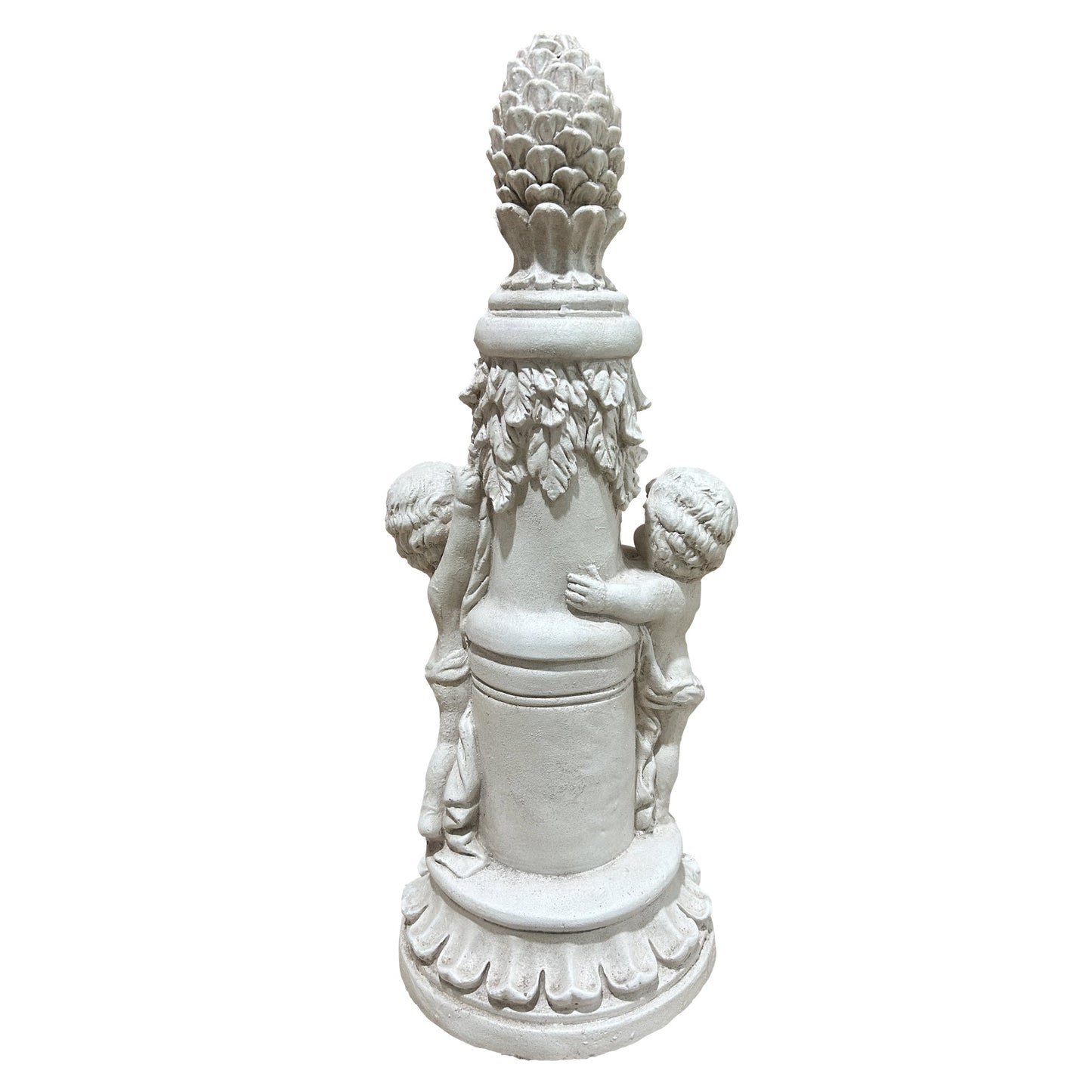 Climbing Children Garden Statue by HouseOfZazla, weathered stone, two kids on a pedestal on Tampa Home & Garden Store