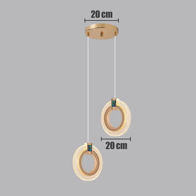 Light Luxury Postmodern Chandelier Decorbites with two gold circular ring pendants on Tampa Home & Garden Store