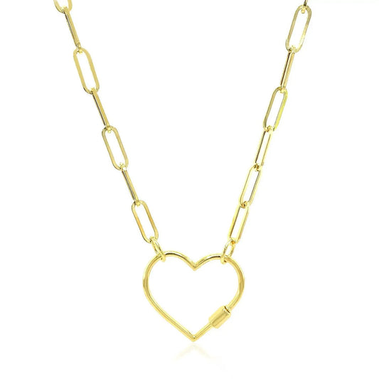 14k yellow gold paperclip chain necklace with heart clasp by Bids on Tampa Home & Garden Store