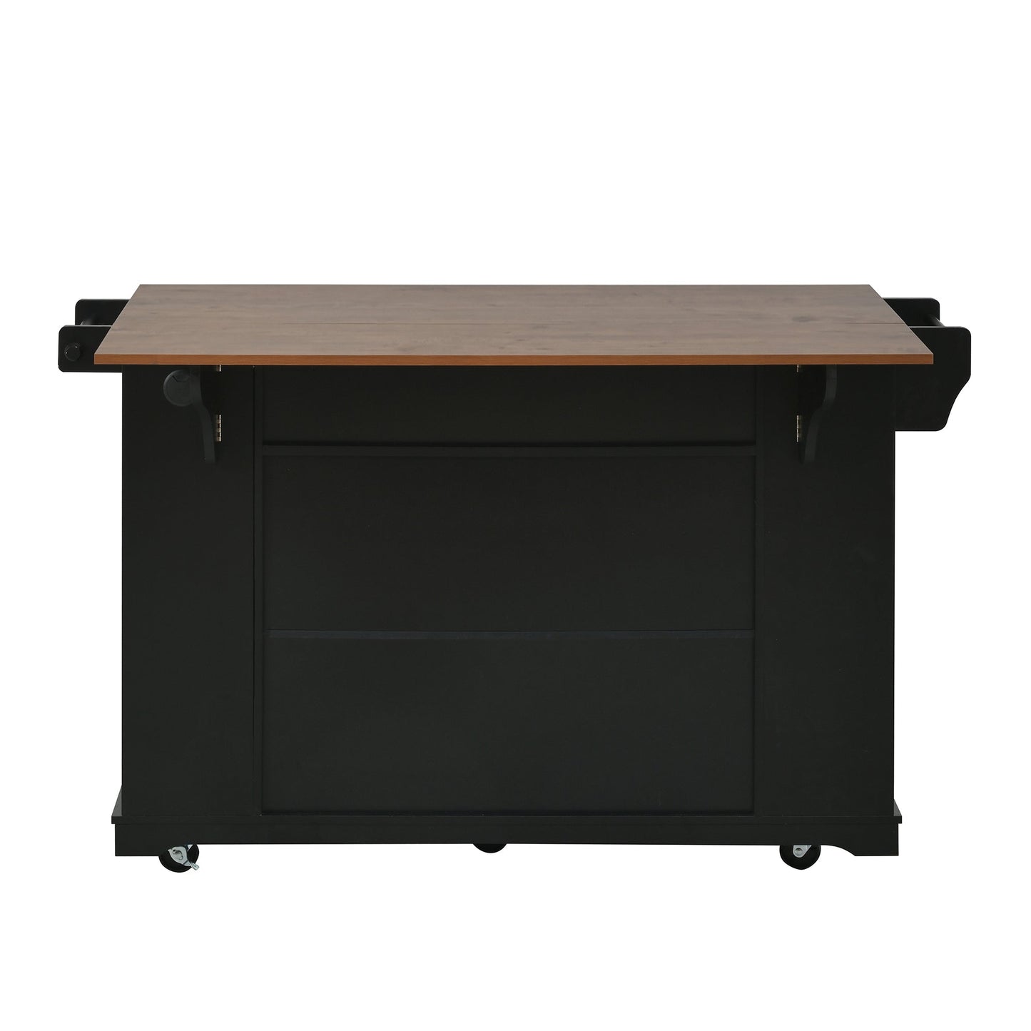 Mobile Kitchen Island with Glass Door and Outlet