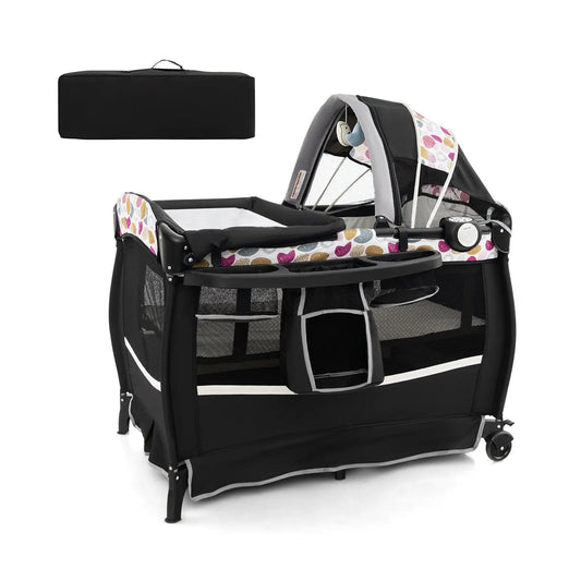 4 in 1 Portable Pack and Play Nursery Center with bassinet DirectDeals leaf-print canopy on Tampa Home & Garden Store