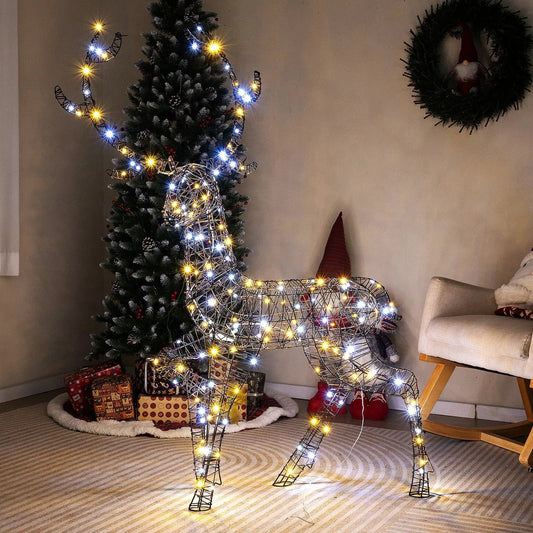 4.6 Feet Pre-Lit Christmas Reindeer with 170 Cold and Warm LED Lights - Tampa Home & Garden Store