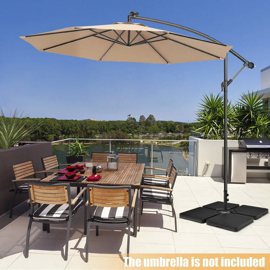 4 Pieces 13L Cantilever Offset Patio Umbrella Base with Easy-Fill Spouts - Tampa Home & Garden Store