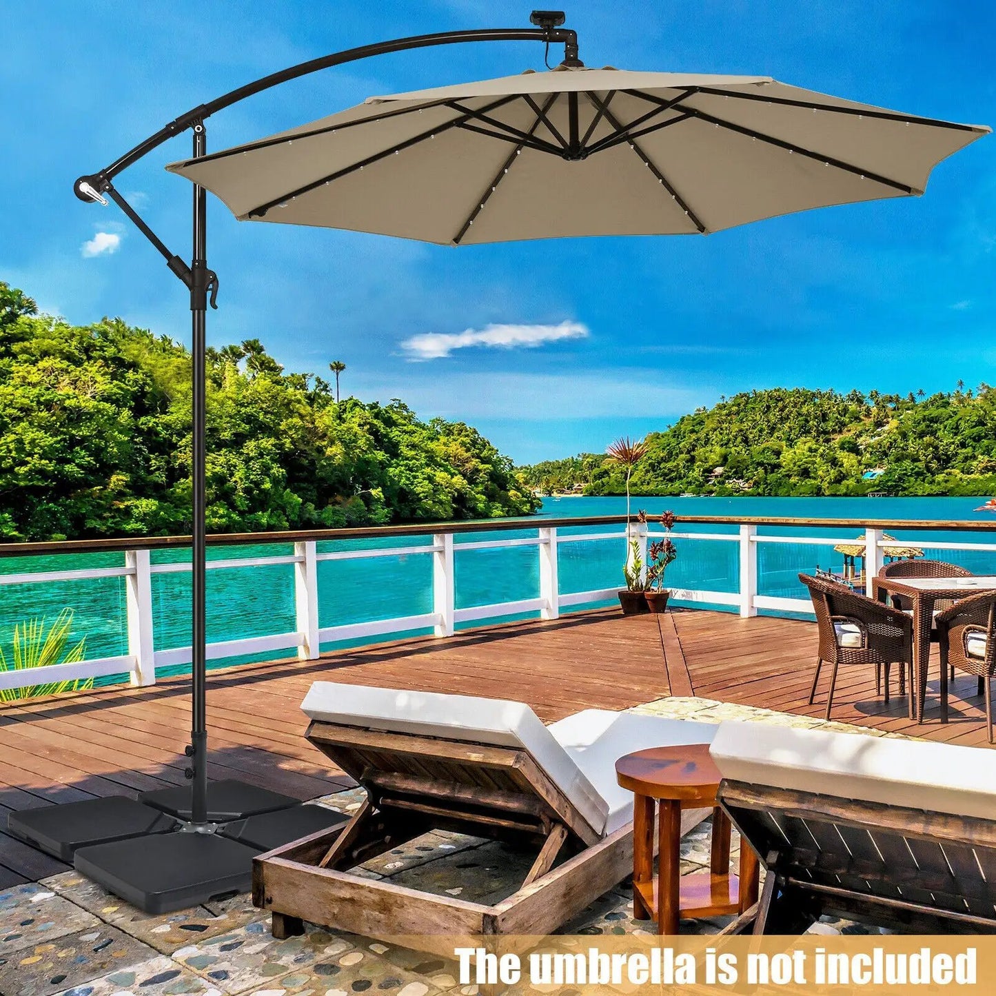 4 Pieces 13L Cantilever Offset Patio Umbrella Base with Easy-Fill Spouts - Tampa Home & Garden Store