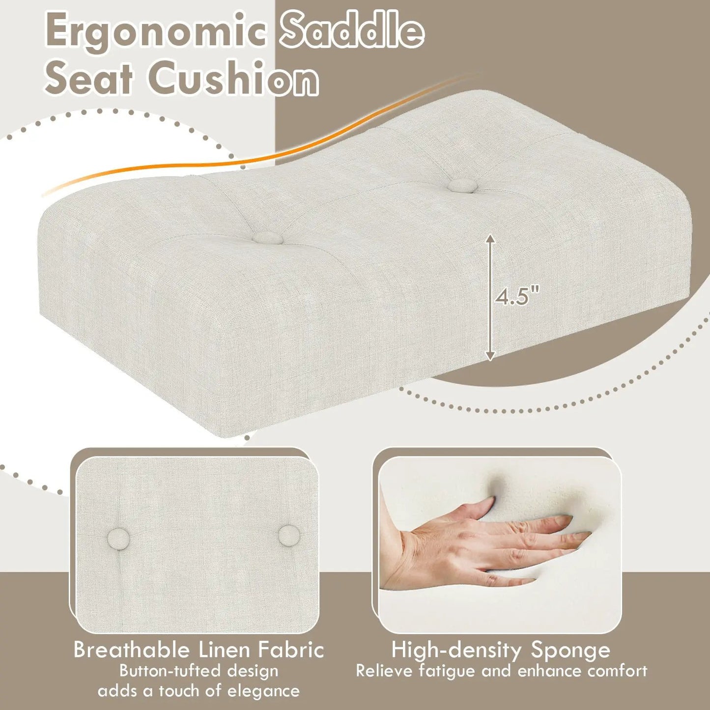 4-Piece Bar Table Set Power Outlet Stools beige linen fabric button-tufted ottoman on Tampa Home & Garden Store