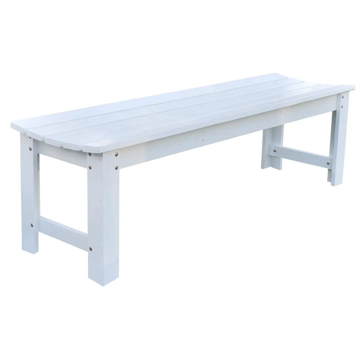 5-Ft backless outdoor garden bench white-painted wood on Tampa Home & Garden Store