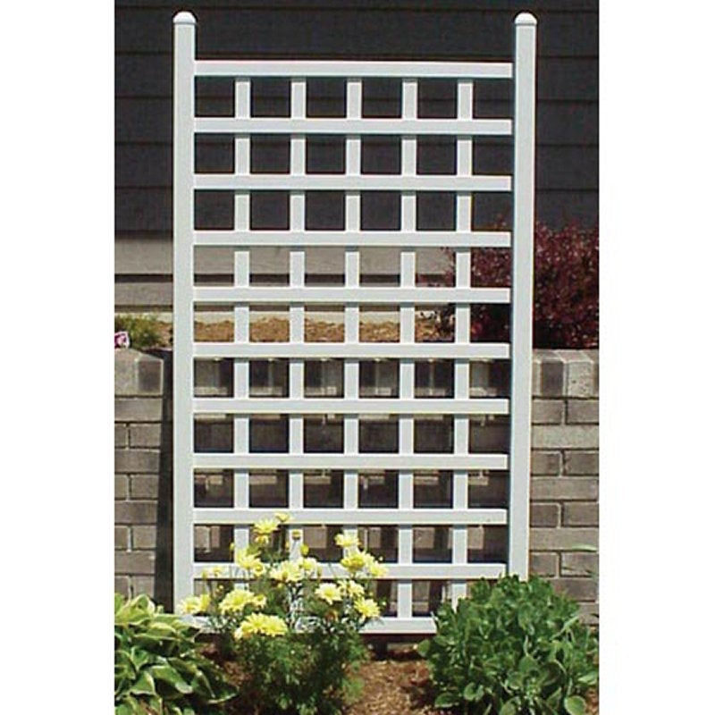 5 Ft White Vinyl Garden Trellis with Classic Lattice Design - Tampa Home & Garden Store