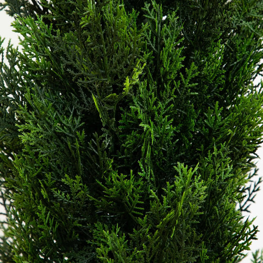 Five foot cedar pine artificial tree close-up with dense green foliage Nearly Natural on Tampa Home & Garden Store