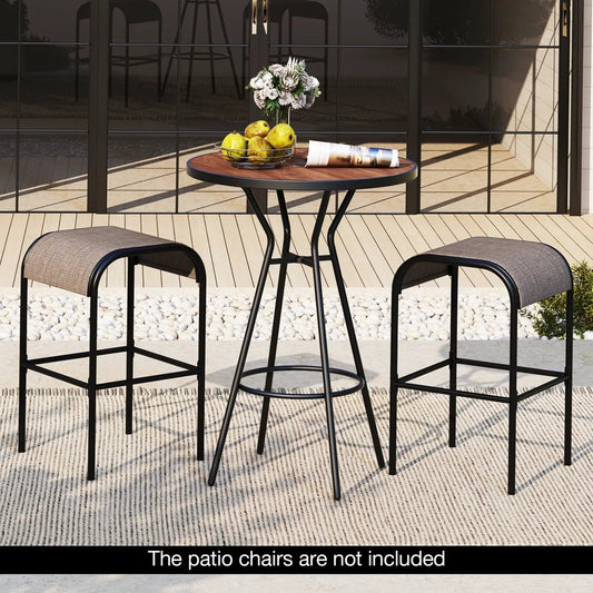 5 Pieces Outdoor Round Bar Table Set with 1.6 Inches Umbrella Hole - Tampa Home & Garden Store