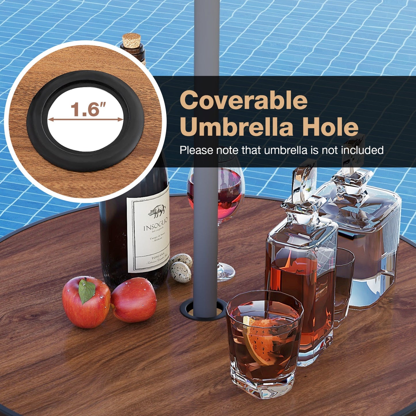 5 Pieces Outdoor Round Bar Table Set with 1.6 Inches Umbrella Hole - Tampa Home & Garden Store