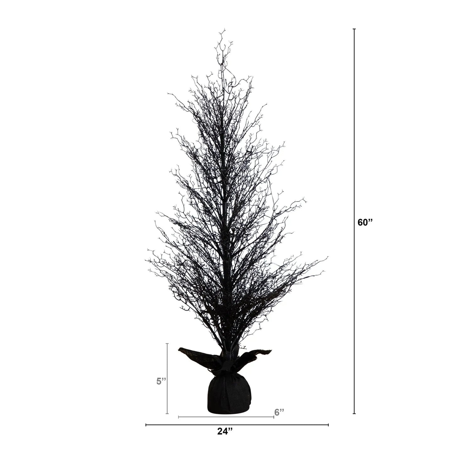 5 ft Nearly Natural pre-lit black twig artificial tree in burlap planter with warm LEDs on Tampa Home & Garden Store