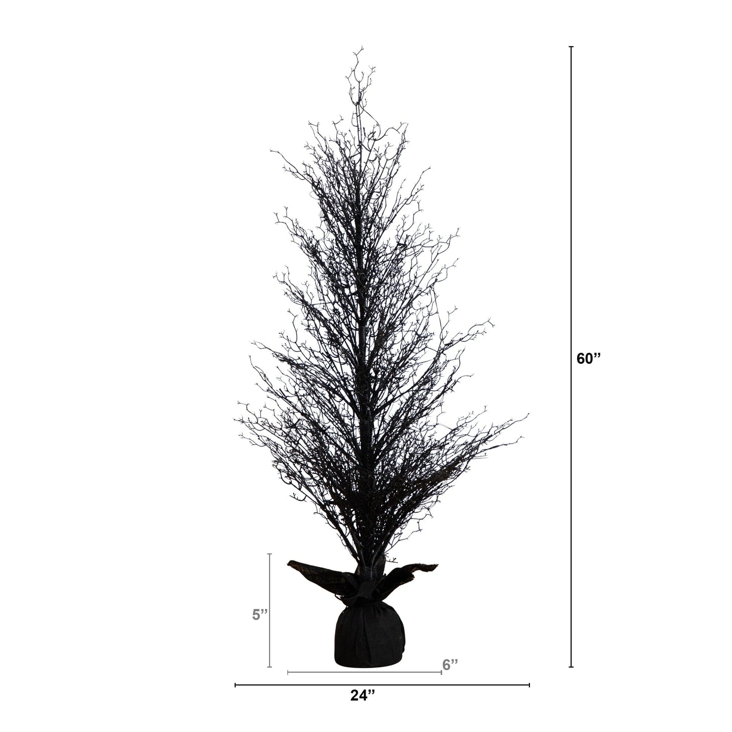 5’ Pre-Lit Halloween Black Twig Artificial Fall Tree in Burlap Planter with 85 Warm White LED Lights - Tampa Home & Garden Store