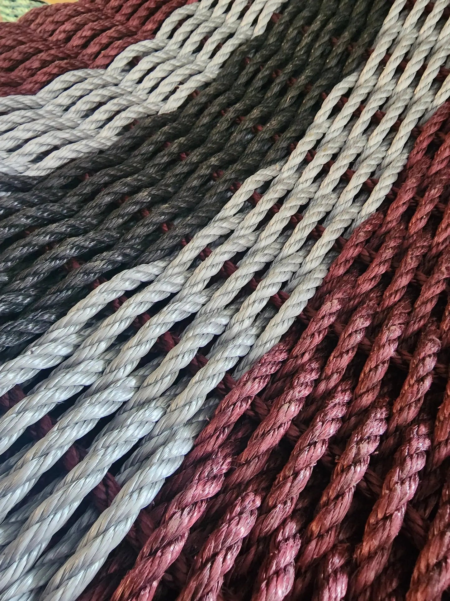 5-stripe Lobster Rope Mat burgundy gray black rug by Little Salty Rope on Tampa Home & Garden Store
