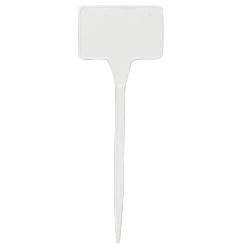 White 5 Inch tee stake plant label with writable area; Grow Organic gardening accessory on Tampa Home & Garden Store