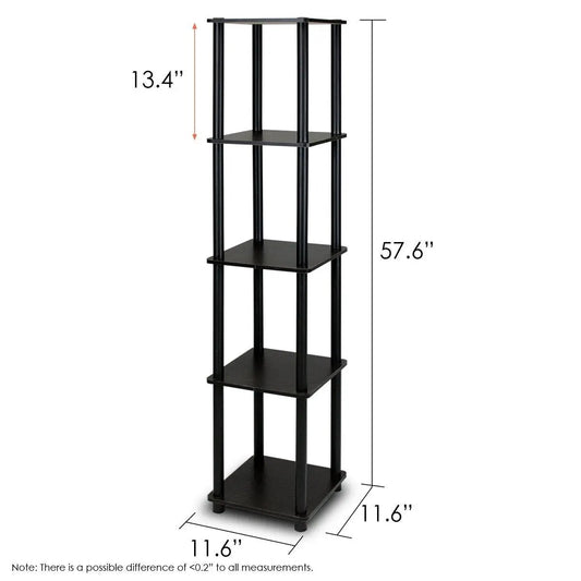 5-Tier Corner Display Shelf Bookcase Espresso finish by HomePacific, square corner unit on Tampa Home & Garden Store