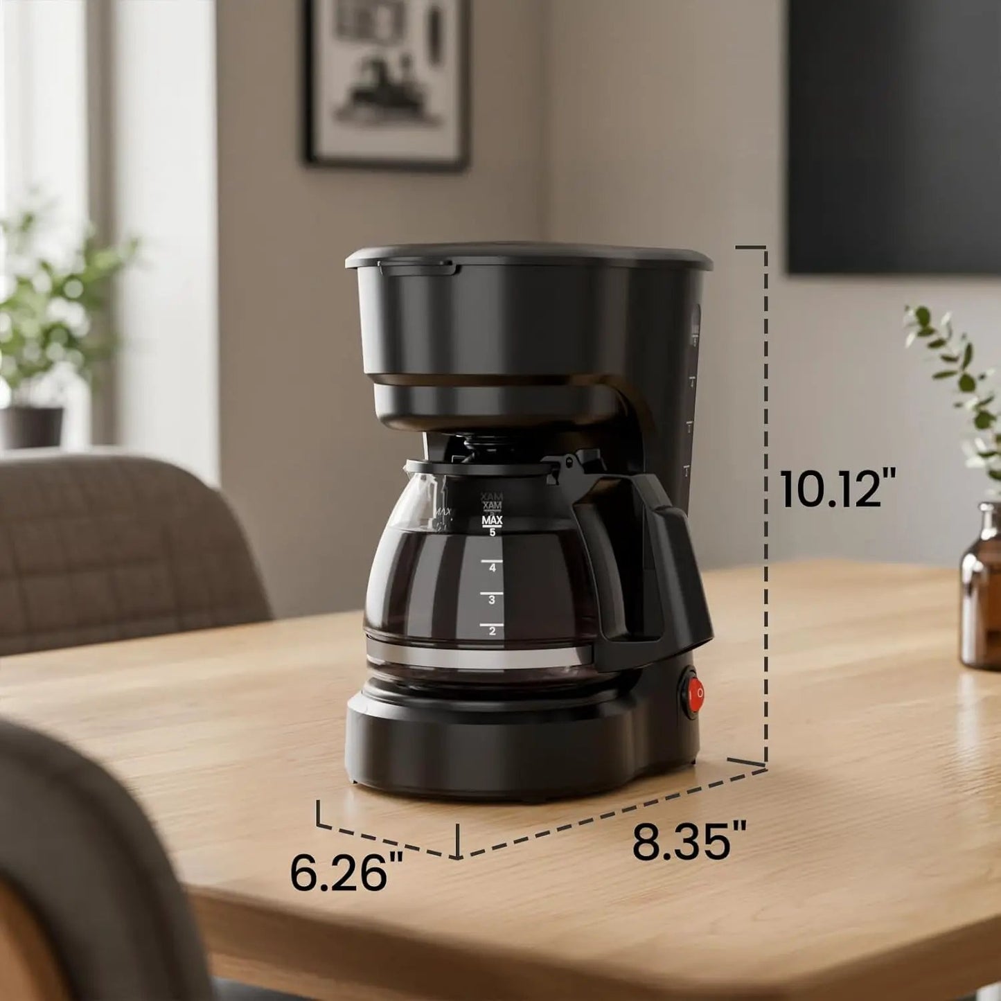Kismile 5-Cup Drip Coffee Maker black plastic with glass carafe auto brew on Tampa Home & Garden Store