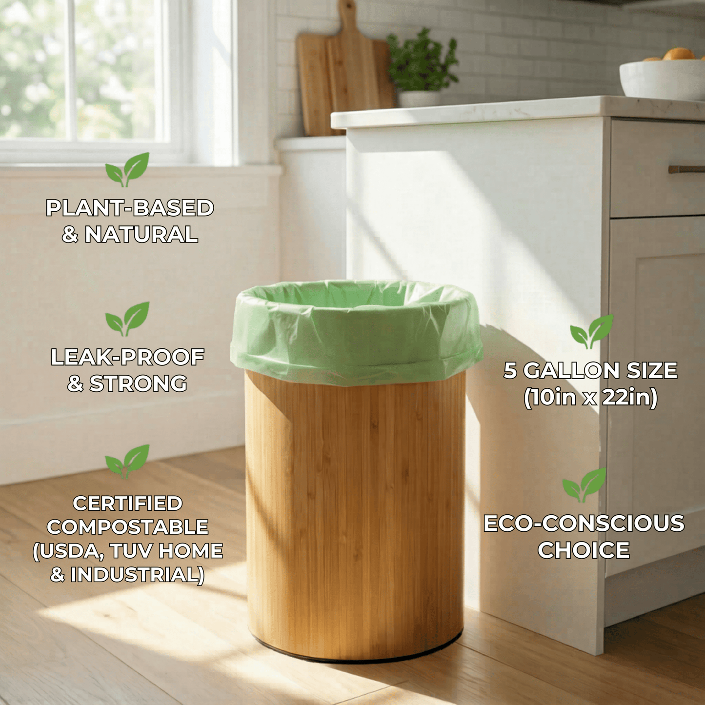 Bolsa de basura vegetal de 5 galones - 50 bolsas