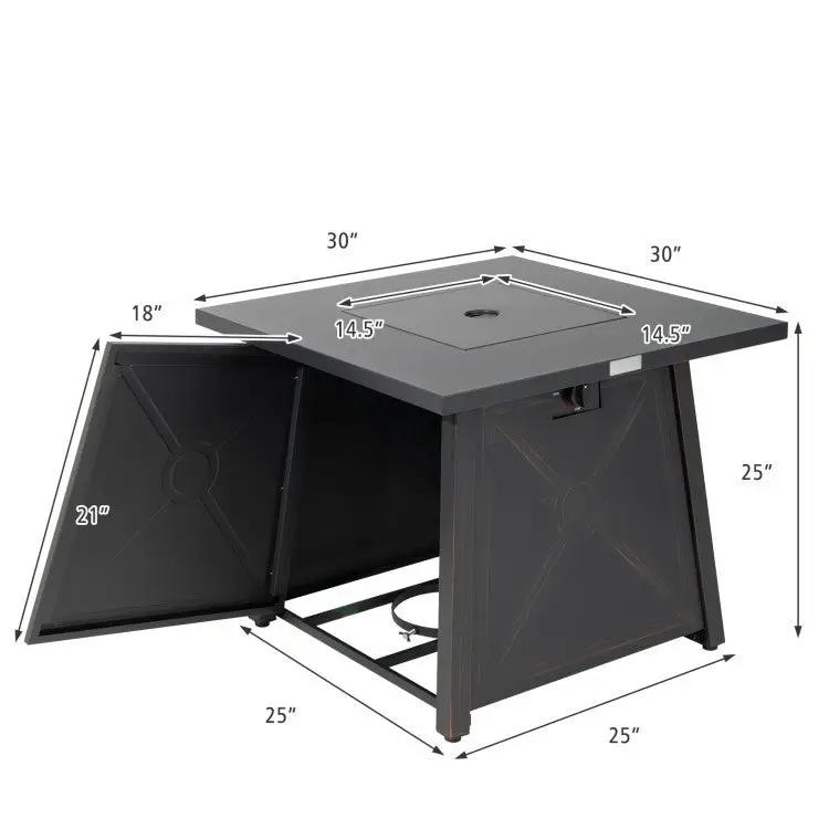 50,000 BTU Black Steel Propane Fire Pit Table 30in outdoor top on Tampa Home & Garden Store