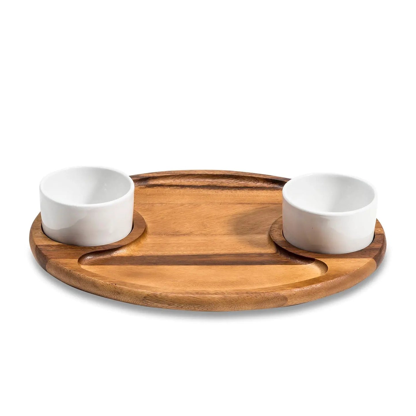 Charcuterie/ Serving Tray w/ 2 ceramic bowls w/ lids - Tampa Home & Garden Store