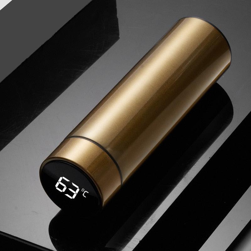 Stevvex 500ml stainless steel thermos with intelligent temperature display gold finish on Tampa Home & Garden Store