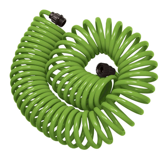 50 ft green coil garden hose with ABS threaded connectors Orbit Irrigation on Tampa Home & Garden Store