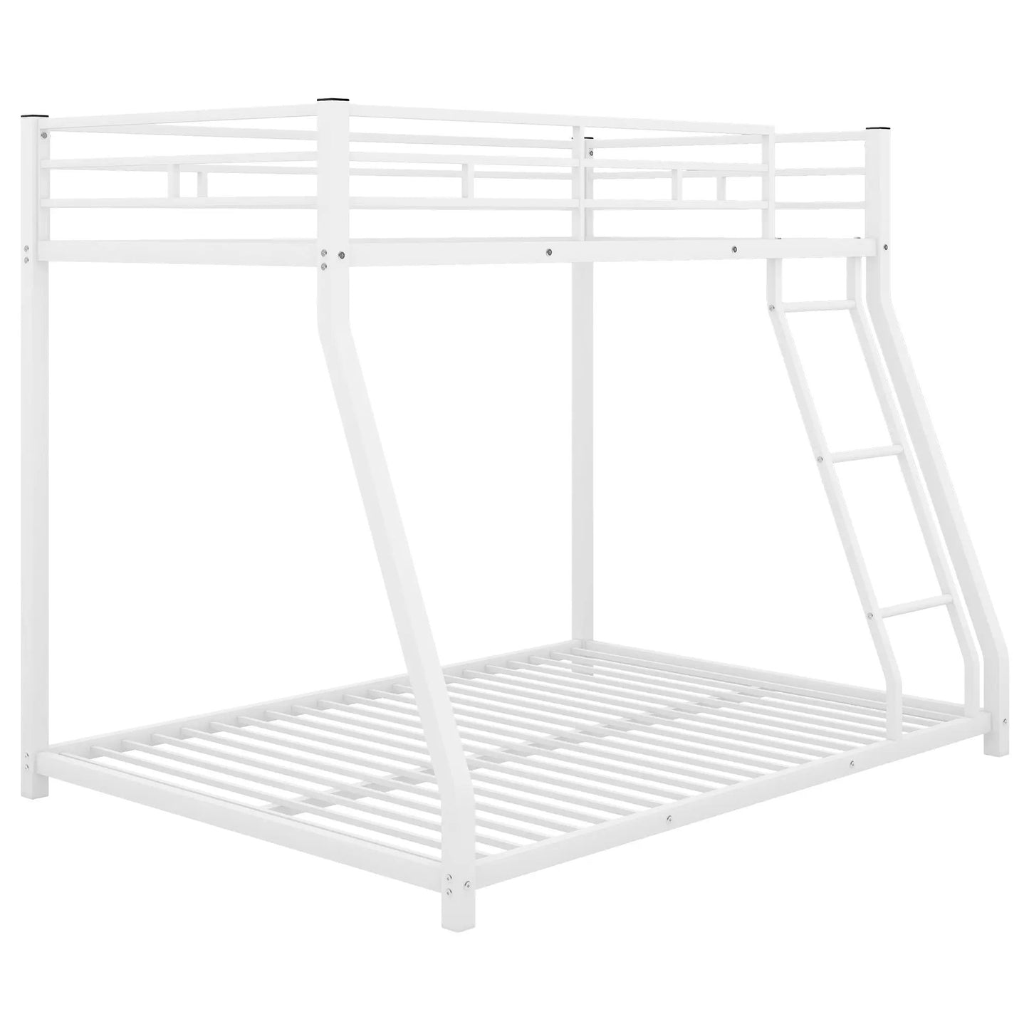 Metal floor bunk bed twin over full white with ladder and guard rails on Tampa Home & Garden Store