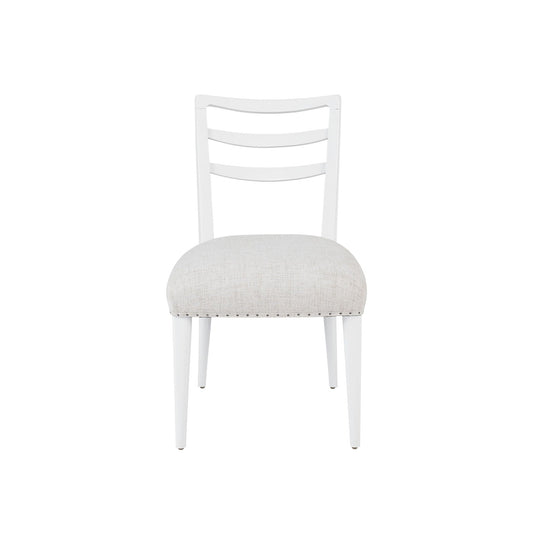 Ladderback Side Dining Chair set of 2 white with beige upholstered seat by Unique Piece Furniture on Tampa Home & Garden Store