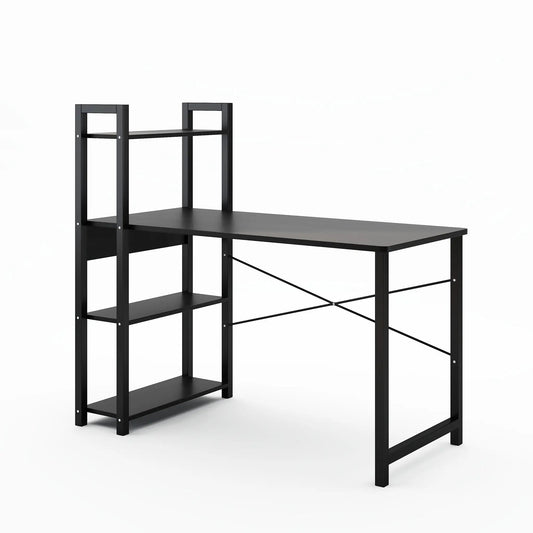 Computer desk with 4-shelf storage, black metal frame and wide desk surface on Tampa Home & Garden Store