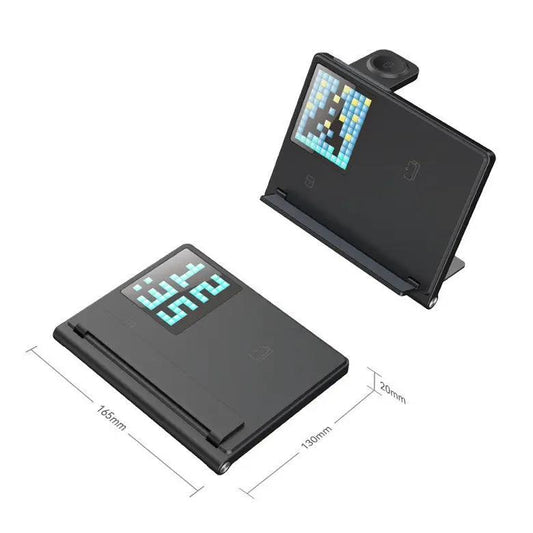 Portable 5 in 1 Pixel Animation Wireless Stand black VIP Digital Presence charger, 2 views on Tampa Home & Garden Store