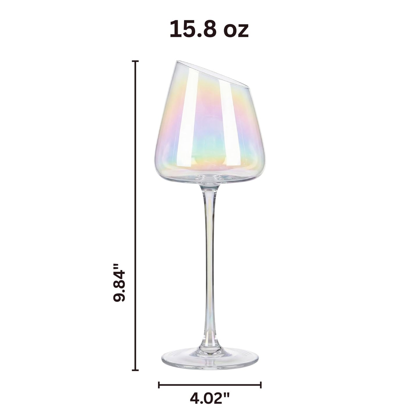 Iridescent Slanted Wine Glass and a Nice Pour