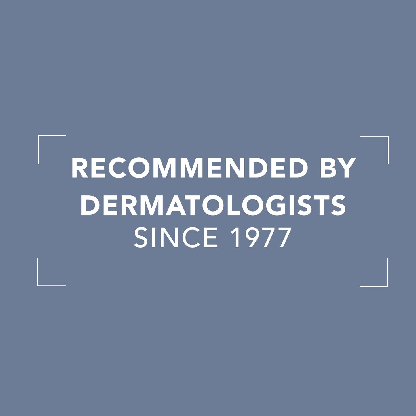 Foundation banner with white text RECOMMENDED BY DERMATOLOGISTS SINCE 1977 on blue background on Tampa Home & Garden Store
