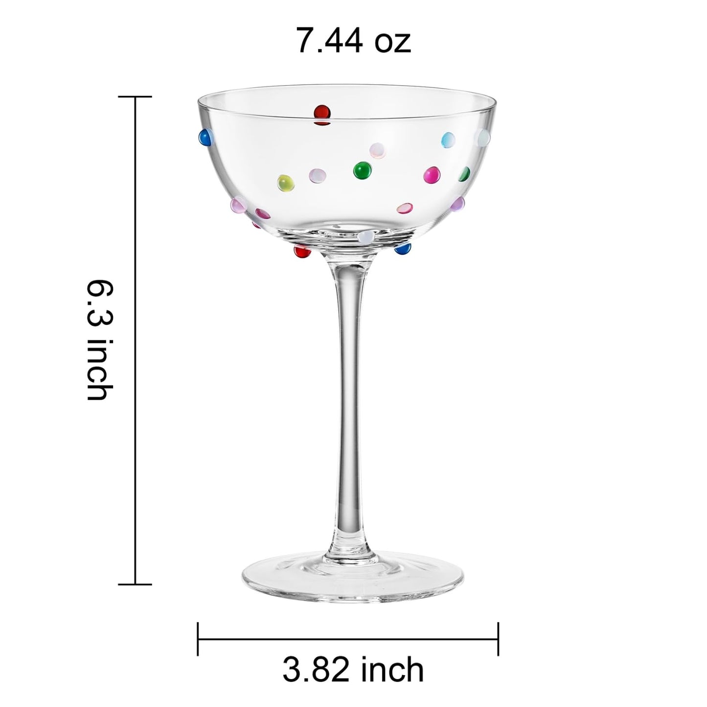 Vibrant Confetti Coupe Glasses and Cocktail Set