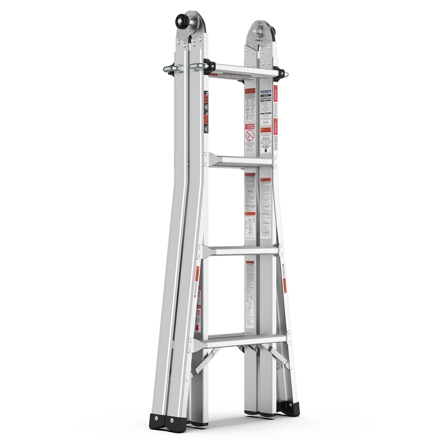 Escalera multiposición plegable de aluminio de 17 pies, escalera de tijera y recta, ANSI 250 lb