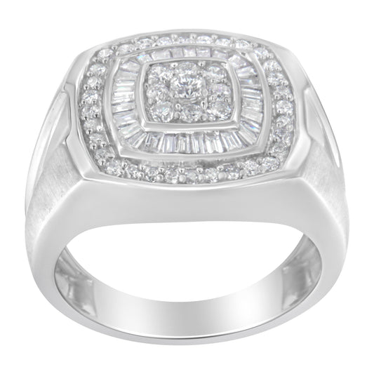 14K white gold men's 1 CTTW diamond band ring with square cluster and halo diamonds by Bids.com on Tampa Home & Garden Store