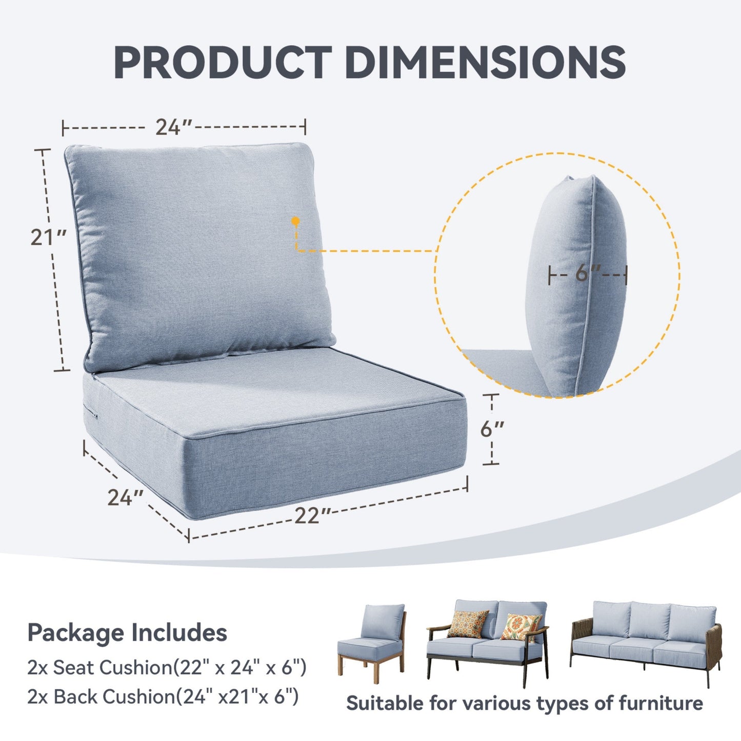 6 Inch Thick Chair Cushions with a Durable Build