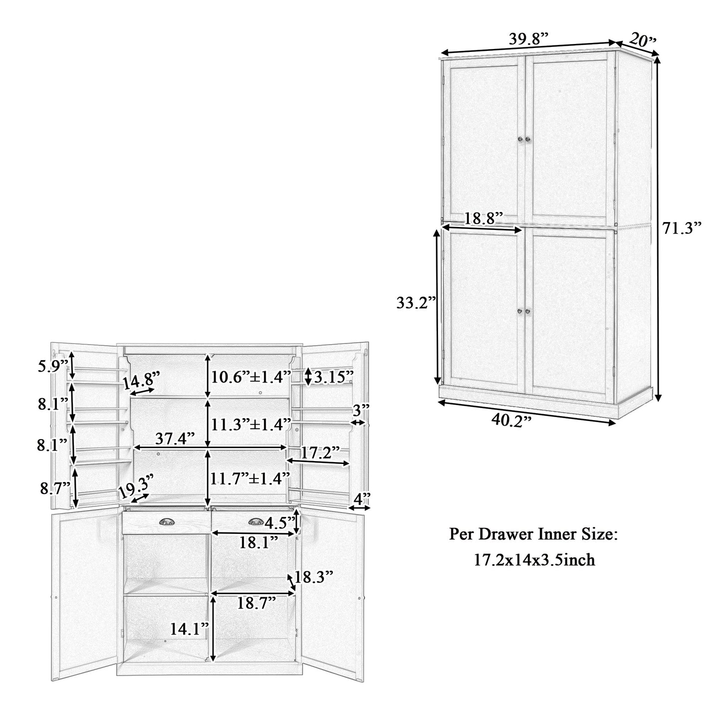 Topmax Freestanding Pantry and Kitchen Cabinet