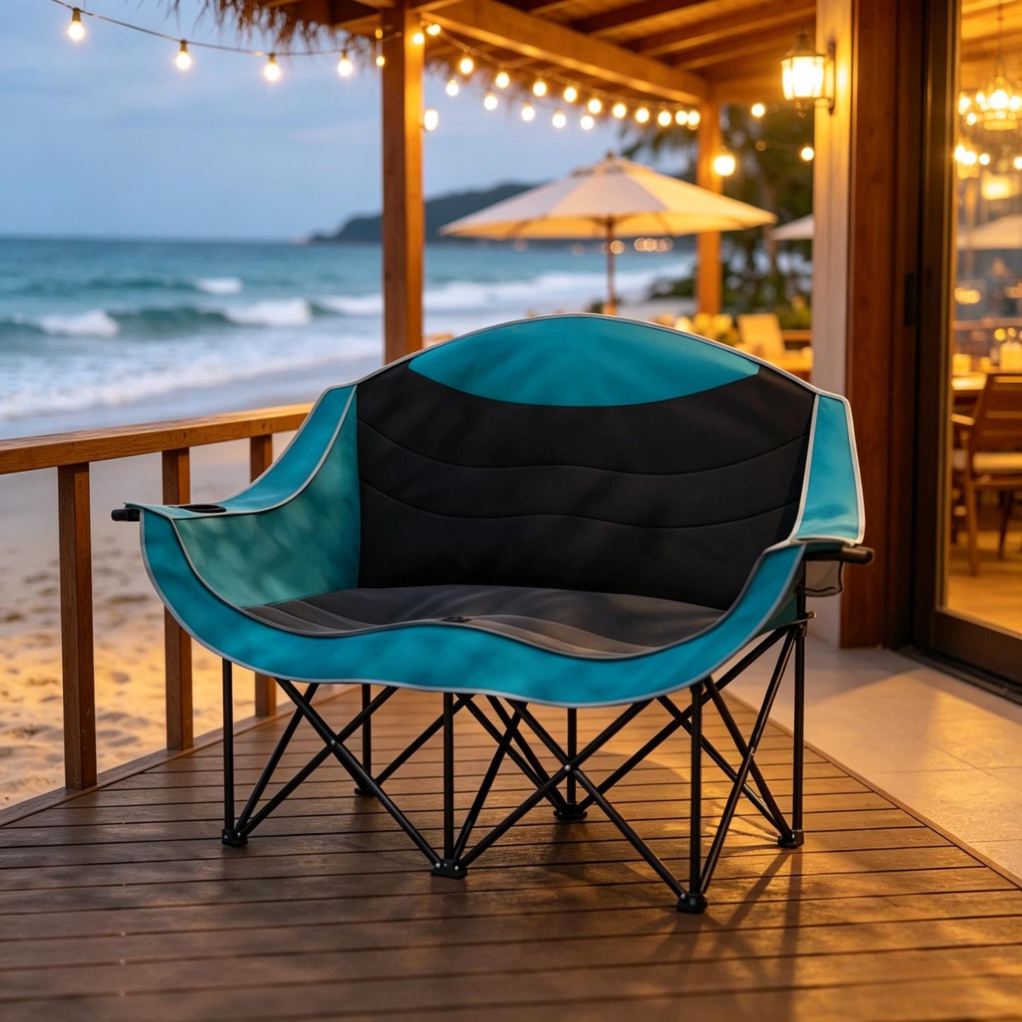 Foldable Outdoor Loveseat for Camping and Patio