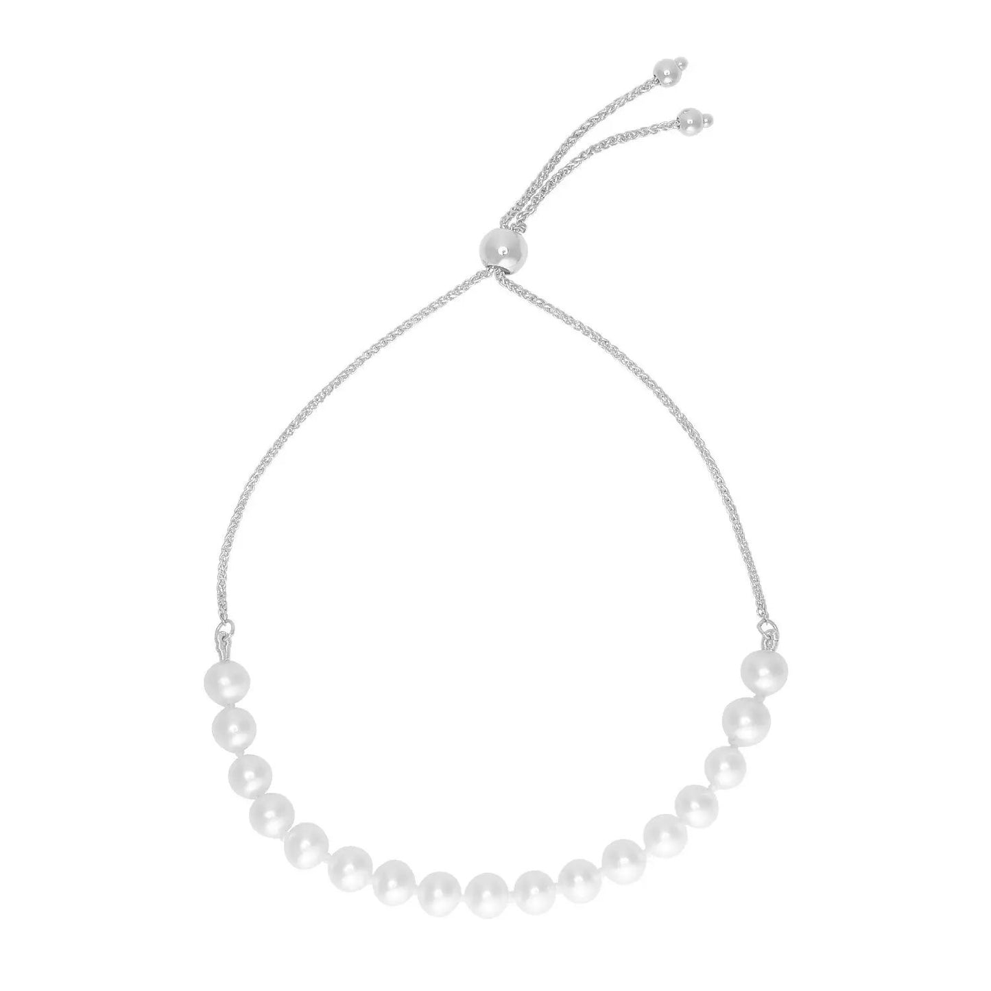 Bracelet 14K white gold adjustable pearl bracelet by Bids.com with white freshwater pearls on Tampa Home & Garden Store