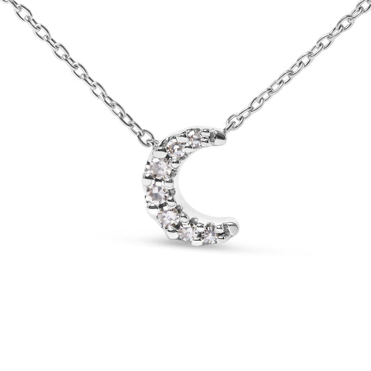Crescent Moon Diamond Pendant Necklace in 10K White Gold with diamond accents, 18in chain on Tampa Home & Garden Store