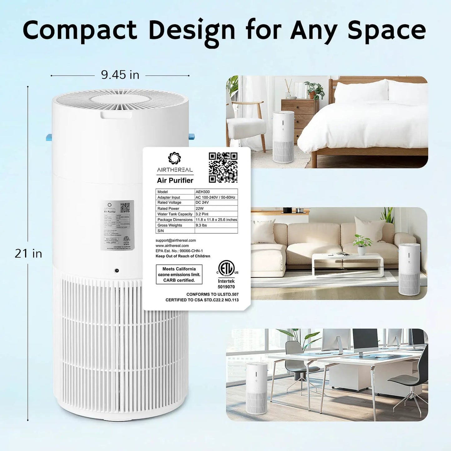 Ethereal Rain AEH300 Air Purifier & Humidifier Combo - European version - Tampa Home & Garden Store