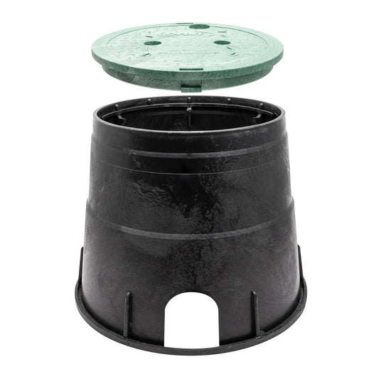 Round Valve Box lid Orbit Irrigation 10 Inch green top over black base on Tampa Home & Garden Store
