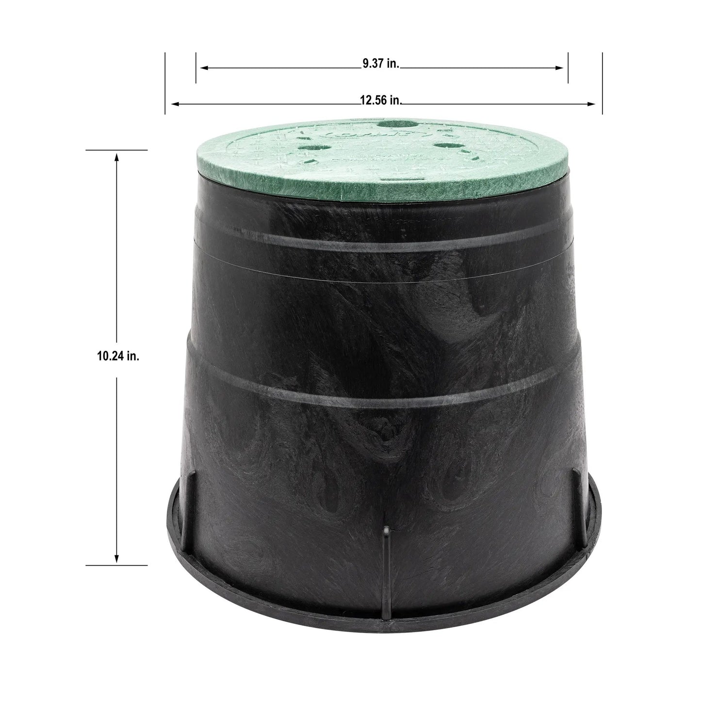 Orbit Irrigation round 10 in valve box lid with green gasket, black body, 10 in height on Tampa Home & Garden Store