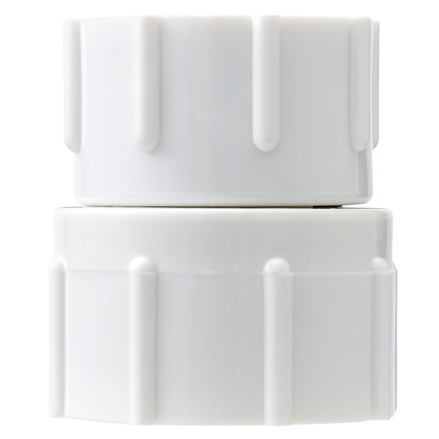 White PVC swivel connector 1/2 in FPT x 3/4 in FHT for underground irrigation on Tampa Home & Garden Store
