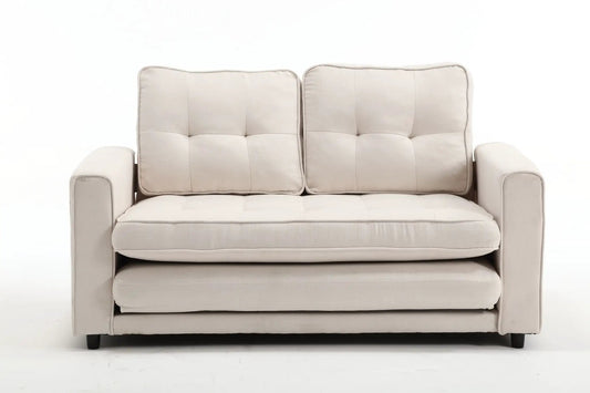 Beige 3-fold sofa space-saving futon couch with two back cushions VIP Digital Presence on Tampa Home & Garden Store