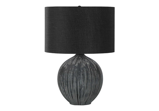 Table lamp ceramic base, black with ribbed texture, contemporary design by HouseOfZazla on Tampa Home & Garden Store