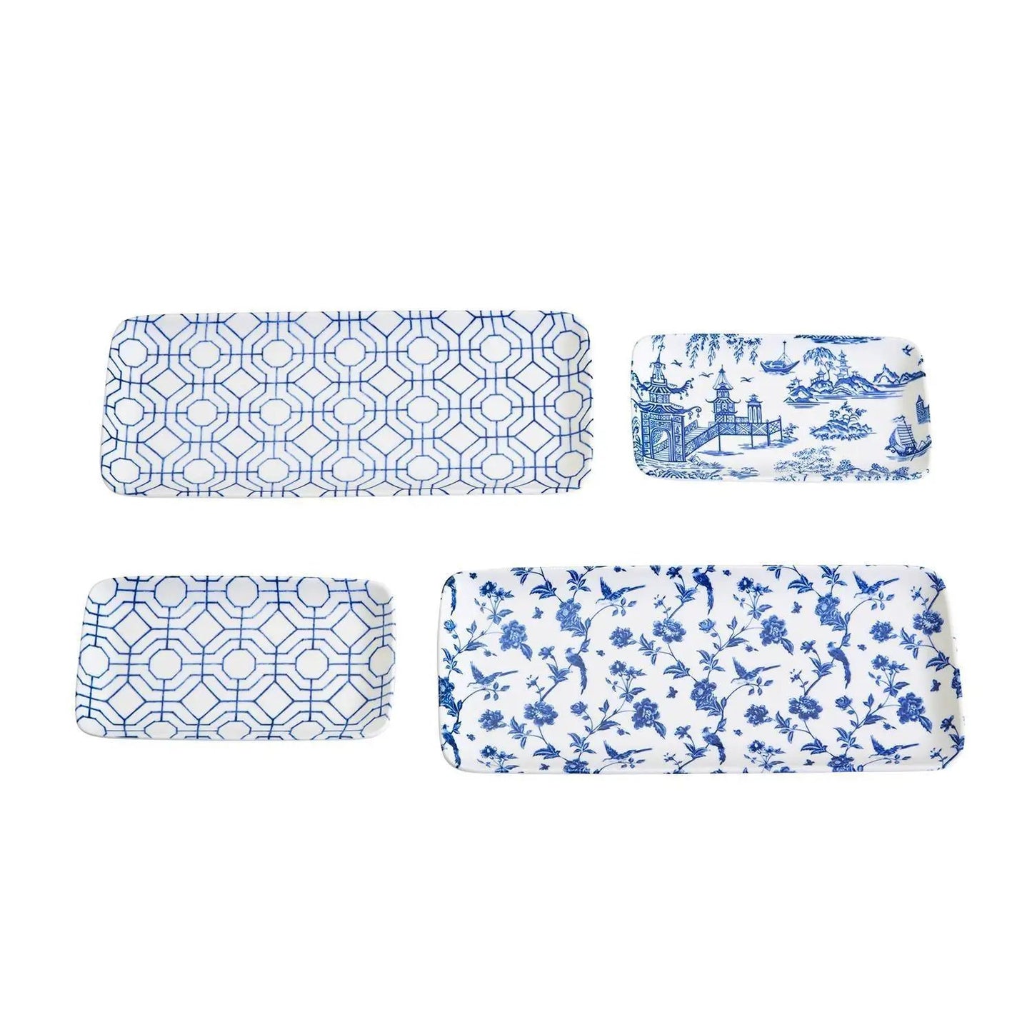 Chinoiserie Serving Set in Blue and White 4 Piece